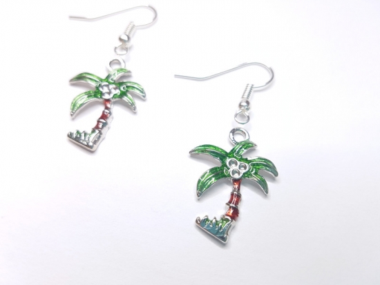 Preview: Palmen Ohrringe silberfarben palm tree